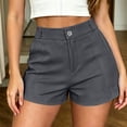 thumbnail image 3 of Pounoo Womens Shorts High Waist Button Fly Pleated Straight Leg Plain Womens Dress Shorts Regular Fit Office Commute Wrinkle Resistant Womens Work Shorts, 3 of 9