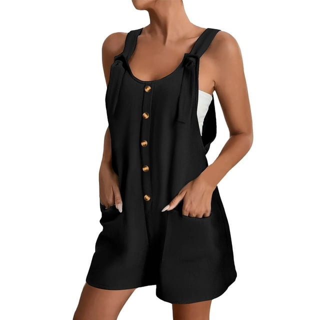 SHIXIAOO Short Rompers for Women Summer Casual Button Rompers Overalls Jumpsuit Shorts Button Rompers Convertible Jumpsuits for Women Jumpsuits for Women for Summer
