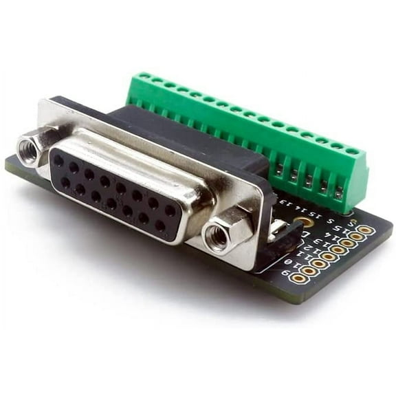 Treedix DB15 Female Breakout Board DB15 Breakout Connector Serial to 15-Pin Port with Screw Terminal Block and Pin Header