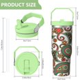 thumbnail image 4 of Tumbler with Handle 30oz Stainless Steel Insulated Flip Straw Tumblers Gifts for Best Friend Travelers Paisley Design Cup for Birthday Christmas, 4 of 7