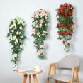 thumbnail image 4 of Blanco, 2 piezas de plantas colgantes artificiales de 85 cm - Flores de rosas de seda falsas Guirnalda colgante Vid de hiedra de ratán para la decoración de la pared del jardín del banquete de boda ER, 4 of 5