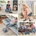 thumbnail image 6 of Ottoman Foot Rest, Small Foot Stool with Linen Fabric Upholstery and Plastic Legs, Cube Ottoman for Living Room, Blue, 6 of 9