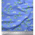 thumbnail image 1 of Soimoi Blue Poly Georgette Fabric Tree & Rhinoceros Animal Printed Fabric 1 Yard 42 Inch Wide, 1 of 1