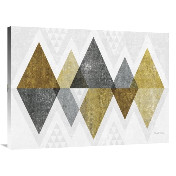 Global Gallery's 'Mod Triangles II Gold' By Michael Mullan Stretched Canvas Wall Art