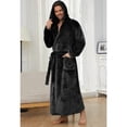 thumbnail image 5 of VULCANODON Mens Big and Tall Robe with Hooded, Full Length Thickened Plush Bathrobe (Black, S/M), 5 of 5