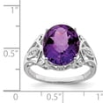thumbnail image 2 of Sterling Silver Rhodium-plated Checker-Cut Amethyst & Diamond Ring QR2924AM, 2 of 2
