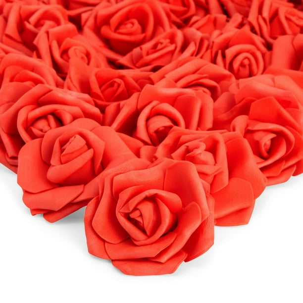 Flores artificiales Juvale, 100 unidades, claveles rojos, 8 cm