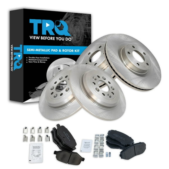 TRQ Front and Rear Brake Pad & Rotor Kit Brake Pads Brake Rotor Semi-Metallic Fits Select 2011-2014 Ford Edge 2011-2015 Lincoln MKX