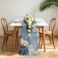 thumbnail image 4 of Thanksgiving 4.5ft Cheesecloth Table Runner for Wedding 19"x55", Fall White Blue Pumpkin Gold Leaf Rustic Country Kitchen Dinner Sheer Tulle Chiffon Dresser Scarf, Holiday Party Decorations, 4 of 9
