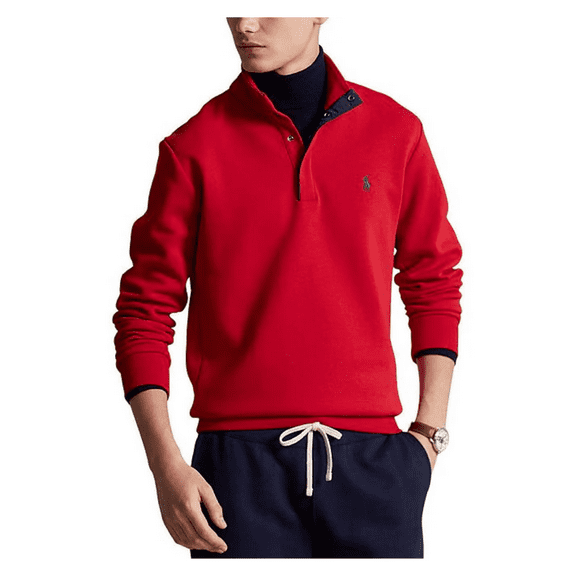 $125 Polo Ralph Lauren Men's, 1/4 Snap Long Sleeve Fleece Sweatshirts, Red, 2XL