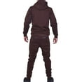 thumbnail image 3 of Riflessi Men's Athletic Sports Casual 2 Piece Solid Color Tracksuit Hoodie Jogger Pants Sweatsuit Set (Brown, XL), 3 of 4