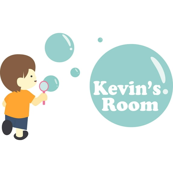 Fun Playing Toys Blowing Bubbles Customized Wall Decal - Custom Vinyl Wall Art - Personalized Name - Baby Girls Boys Kids Bedroom Wall Decal Room Decor Wall Stickers Decoration Size (20x40 inch)