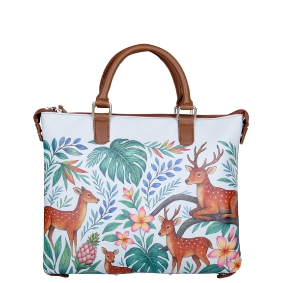 PU Leather 3-in-1 Convertible Crossbody Bag for Women – Deer Printed Shoulder Handbag & Top-Handle Purse for Work, Travel & Daily Outings