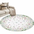 thumbnail image 2 of Area Rug 48in, Pastoral Wildflower Herbs Plant Floor Carpet Living Room Rug, Farmhouse Floral on White Non-Slip Welcome Mat Indoor Rugs for Bedroom Dining Room, 2 of 9