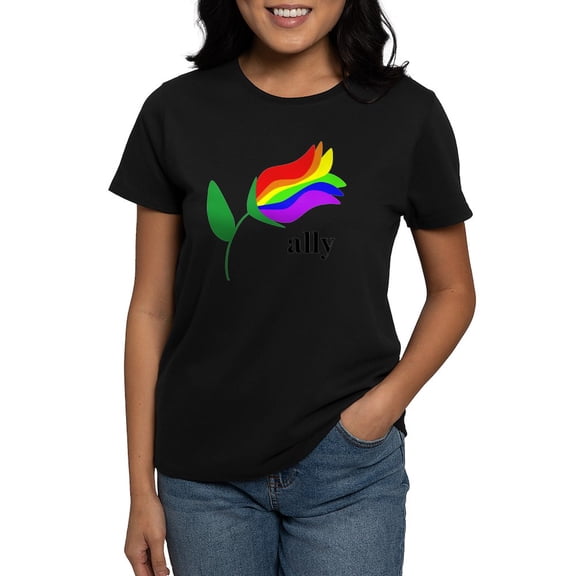CafePress - Ally Flower Women's Dark T Shirt - Women's Traditional Fit Dark T-Shirt