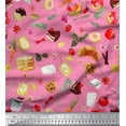 thumbnail image 1 of Soimoi Rayon Fabric Fruits,Bread & Donut Food Print Fabric by The Yard 42 Inch Wide, 1 of 1