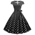 thumbnail image 1 of Women Polka Dot Hepburn Retro 50s 60s Rockabilly Evening Party Swing Midi Dress, 1 of 3