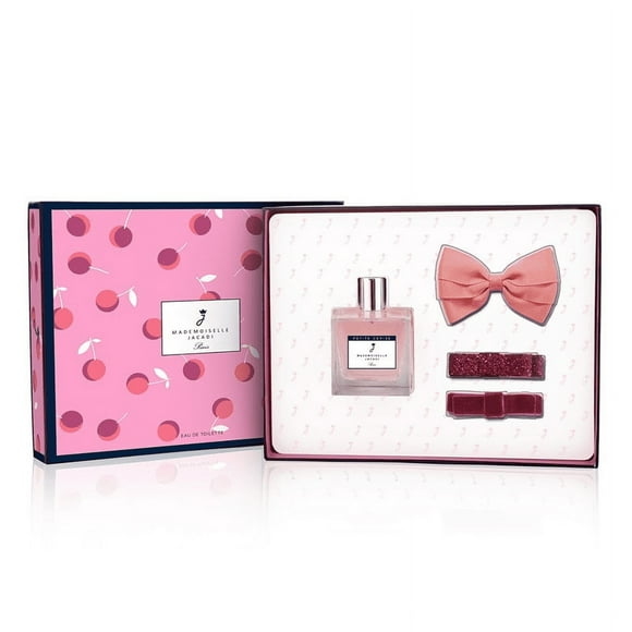 Jacadi - Coffret Cadeau Mademoiselle Petite Cerise Vaporisateur EDT et 3x Pinces à Cheveux pour Enfants (100 ml)