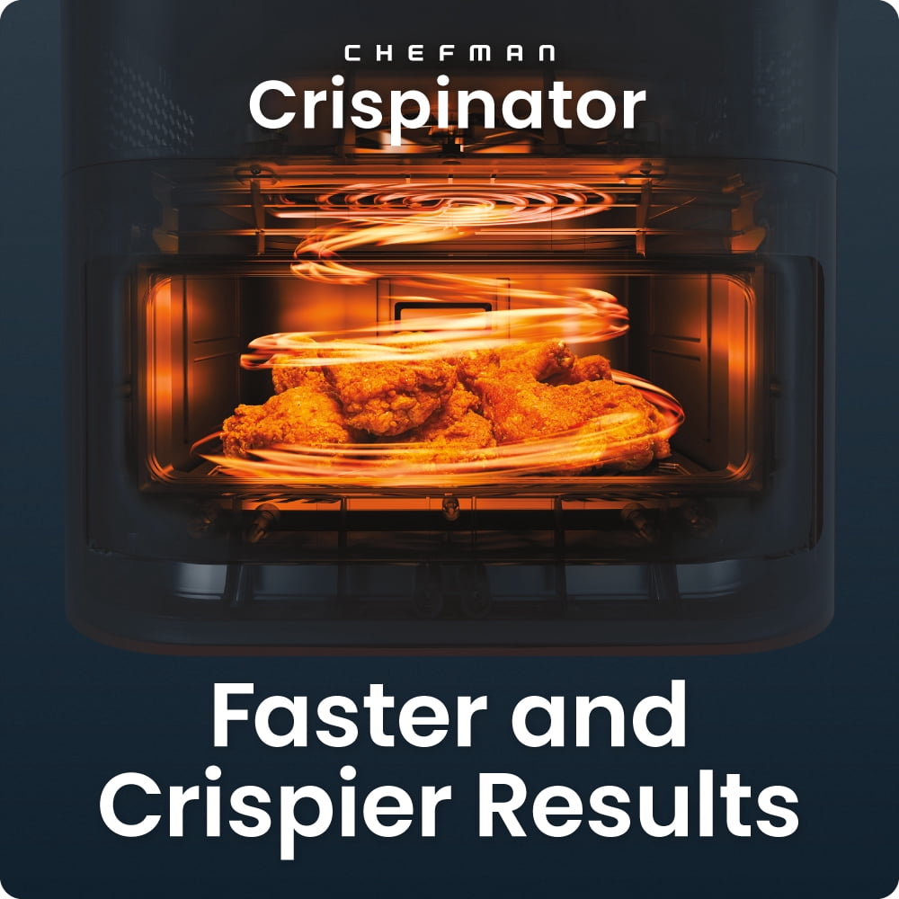 Chefman Crispinator 8-Quart 7-in-1 Air Fryer with Powerful, Whisper-Quiet DC Motor & 450°F Max Temp - Midnight
