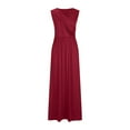 thumbnail image 3 of Summer Fashion Dresses for Womens 2025 Oversize Evening Dress Sleeveless Waist V-neck Solid Color Dress, 3 of 5