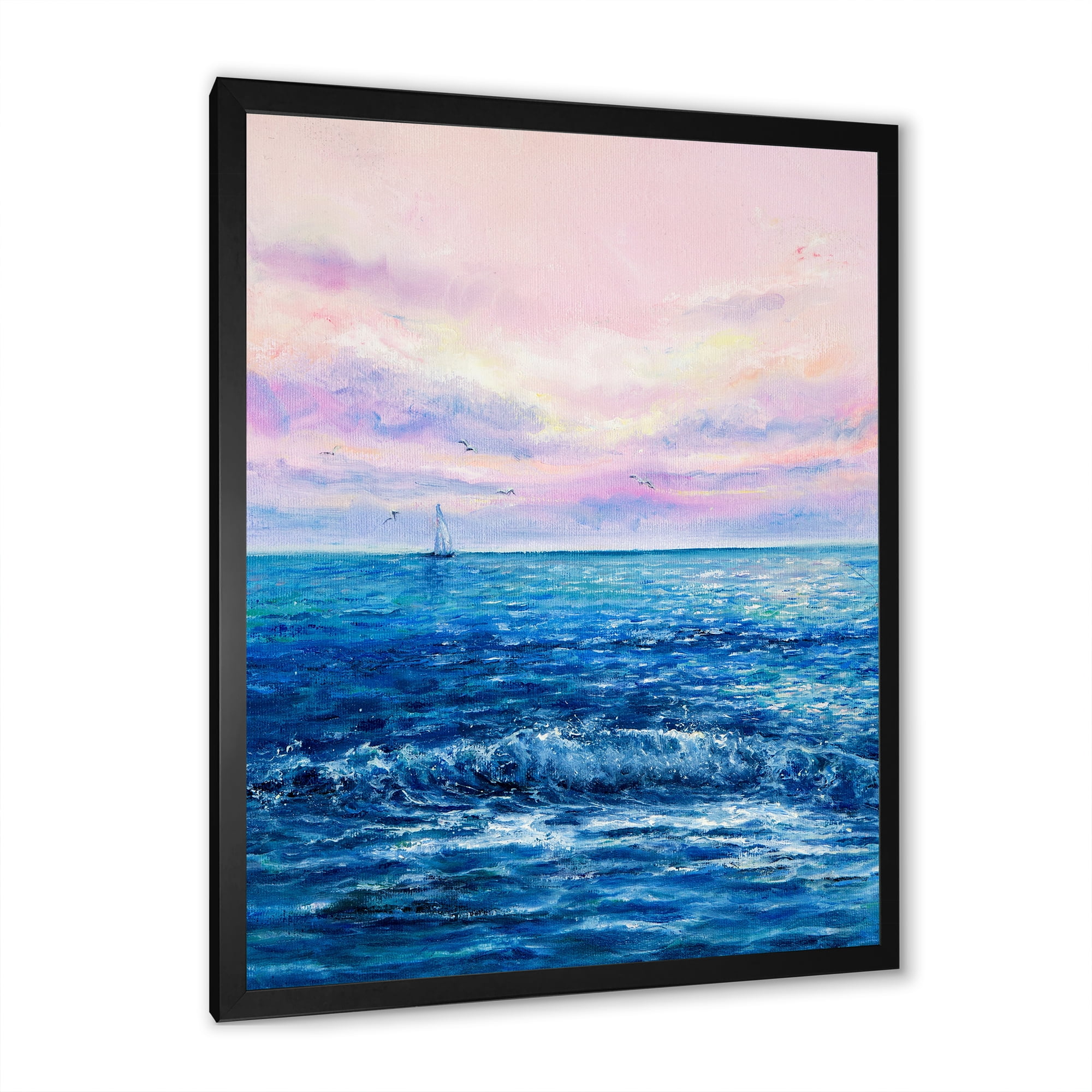 Designart 'Sunrise Glow On The Ocean Waves II' Nautical & Coastal Framed Art Print