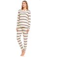 thumbnail image 3 of Womans Ultra Soft Double Brushed Stretch Sleepwear Nightwear Lounge Crew Neck Top and Pants Pajama Set Large, Multi Stripe, 3 of 7
