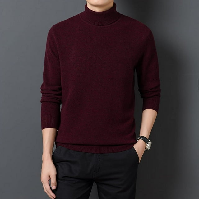 Pull Homme Chaud et Confortable à Manches Longues Col Roulé Vêtements Homme