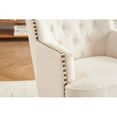 thumbnail image 5 of Accent Chair with Ottoman,Upholstered Sofa Chair and Foot Stool Set,Linen Reading Chair with Nail Head Trim,Tufted Arm Chair with Solid Wood Legs,for Living room Bedroom Office,Beige, 5 of 9