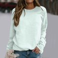 thumbnail image 2 of UJNDER Women's Solid Color Print Crewneck Sweatshirt Long Sleeve Twill Casual Pullover Fall Graphic Sweatshirts for Women Mint Green S, 2 of 5
