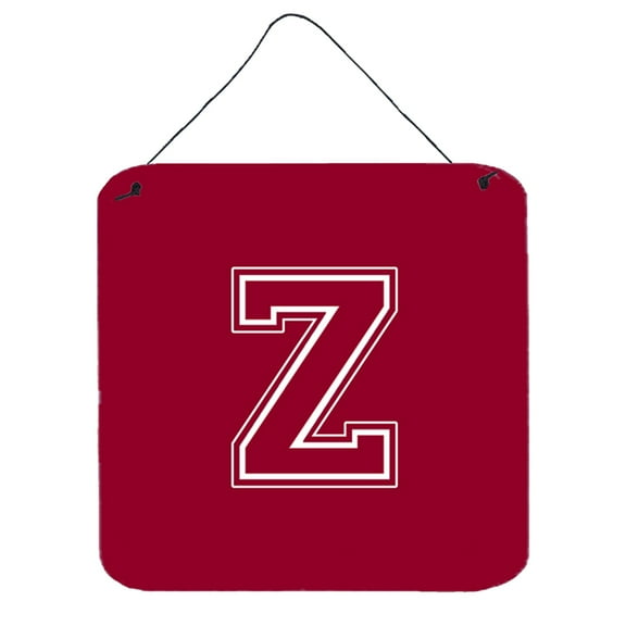 Letter Z Initial Monogram - Maroon and White Wall or Door Hanging Prints