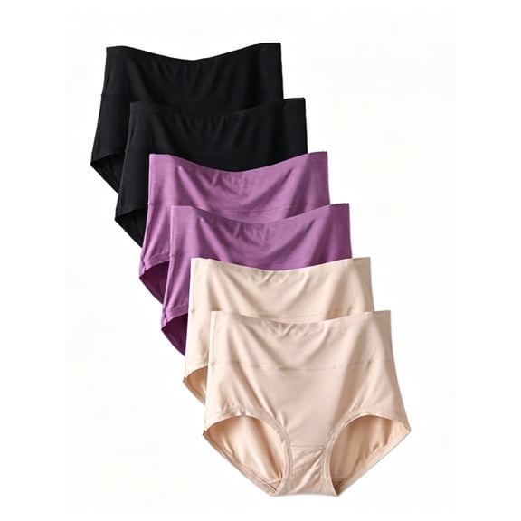 Dinglu Women's Bamboo Fiber Underwear Soft Breathable Seamless Briefs Comfortable Stretchy Panties Multipack 6 Pack , Size 5