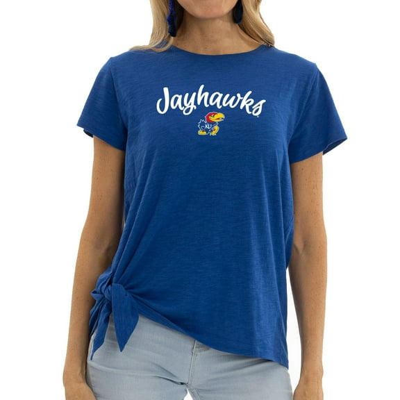 Women's Royal Kansas Jayhawks Sophie Side-Tie T-Shirt