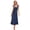Navy, variant on Women's Square Neck Tie Strap Midi Dress in Solid Urban Style with Peplum and Slit Sleeveless Flounce Hem 100% Polyester