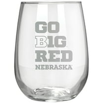 Nebraska Huskers Etched 17oz. Rally Cry Stemless Wine Glass