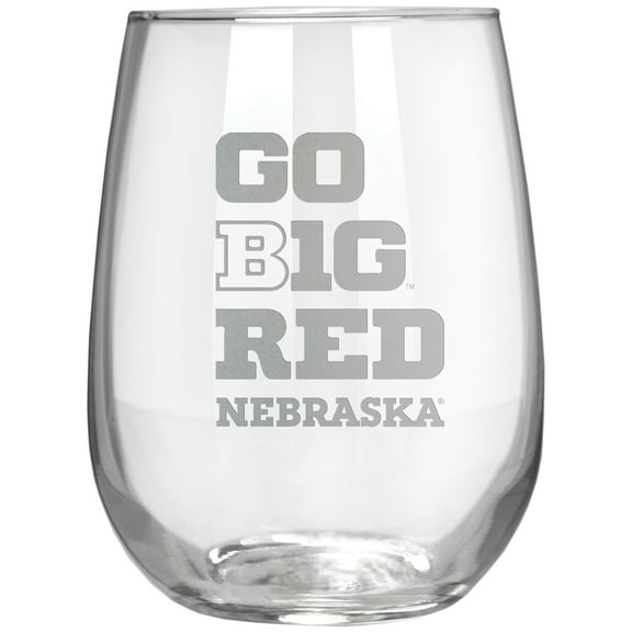 Nebraska Huskers Etched 17oz. Rally Cry Stemless Wine Glass