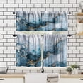 thumbnail image 4 of Marble Texture Valances Set for Kitchen, Blue White and Gold Abstract Marble Home Decor Rod Pocket Window Drapes for Kitchen Living Room Dining Room Office 52x18 Inch + 27x36 Inch X 2, 4 of 5