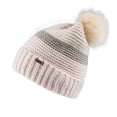 thumbnail image 2 of Jessica Simpson Women's Striped Faux Fur Pom Beanie Hat, 2 of 5