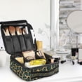 thumbnail image 5 of FORMRS Travel Makeup Bag Large Capacity Train Case Cosmetic Organizer with Adjustable Dividers, Green Leopard Pattern, 5 of 8