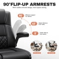 thumbnail image 4 of COOLHUT Office Chair, Executive Leather Chair Home Office Desk Chairs, Computer Chair with Adjustable Flip-up Padded Arms, Lumbar Support Swivel Desk Chair with Adjustable Hight and Tilt, Black, 4 of 12