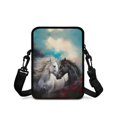 thumbnail image 2 of FUIALDOLG Crossbody Purse for Running, with Zipper Portable Cross-Body Bag Phone Case for Men Black And White Horses Crossbody Bag, 2 of 7