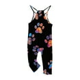 thumbnail image 3 of Odeerbi Kids Girls Summer Jumpsuit Paw Print Bib Overalls Casual Sleeveless Rompers Long Pants with Pockets 5-14 Years Black, 3 of 5