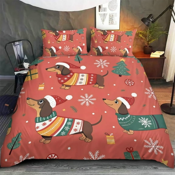 Miommo Christmas Dachshund Blanket 75x100cm Soft Holiday Pet Throw for Dog Lovers Festive Bedding with Santa Snowflake Print Machine Washable Cozy Decor