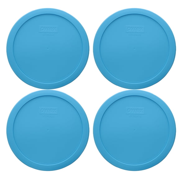 Pyrex 7402-PC Bright Blue Pantone Food Storage Replacement Lid (This Lid Fits the Pyrex 7402 6-Cup SCULPTED MIXING BOWL and 7203 7-Cup Glass Bowl) (4-Pack)