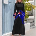 thumbnail image 4 of Australian Kangaroo Flag Women's Long Dress Long Sleeves Dress Vintage Dresses Party Maxi Dress High Waist Dress, 4 of 4