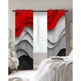 thumbnail image 2 of Blackout Curtains for Bedroom, Red Black Ombre Room Darkening Window Drapes for Living Room, Modern Abstract Moire Art Geometric Thermal Insulated Grommet Curtains, 42x63 inch, 2 Panels, 2 of 9