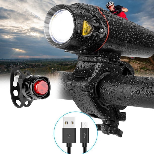 Juego De Luces Para Bicicleta De 350 Lúmenes, Luz Trasera Delantera Y Trasera Para Ciclismo Recargable Por Usb, Luz Para Bicicleta De Montaña Ligera Y Duradera Yuarrent OD016039-02
