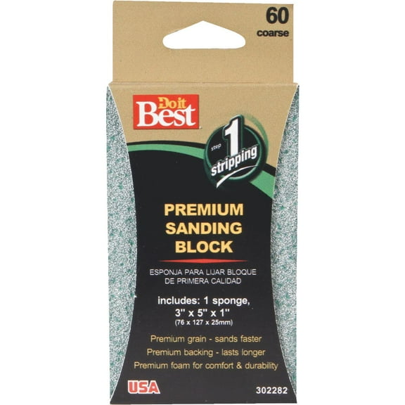Do it Best Premium 3 In. x 5 In. x 1 In. 60 Grit Coarse Sanding Sponge 7361004