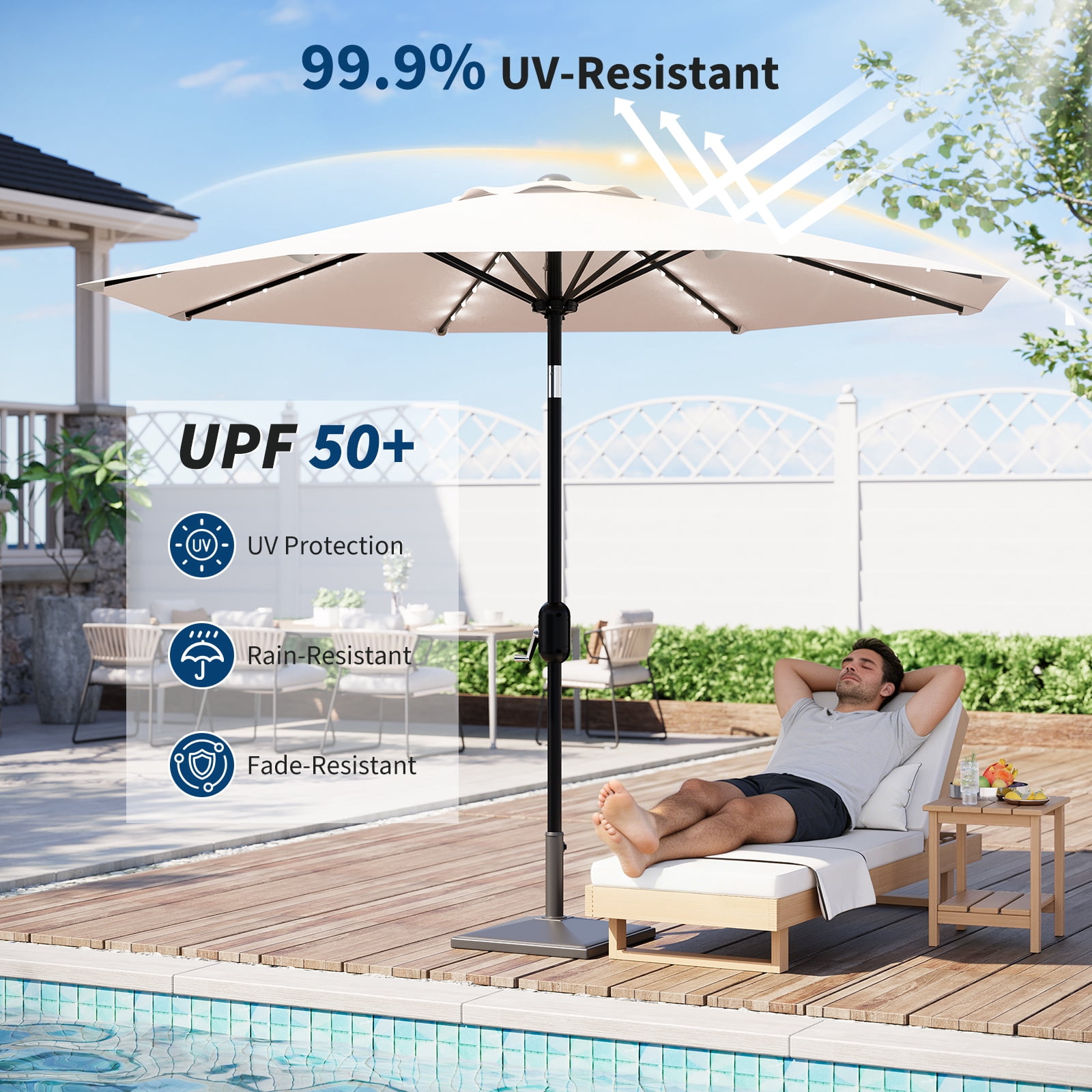 GOGRANT 98.4 in Multicolor Rectangle Market Patio Umbrellas, Fade Resistant