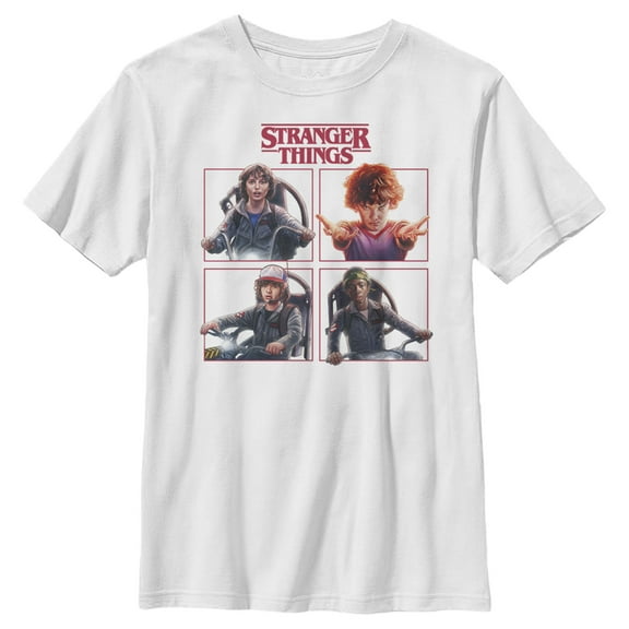 Netflix Boy's Stranger Things Character Squares Graphic T-Shirt