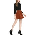thumbnail image 4 of MODA NOVA Juniors Faux Suede Button Front A-Line Mini Skirt, 4 of 6